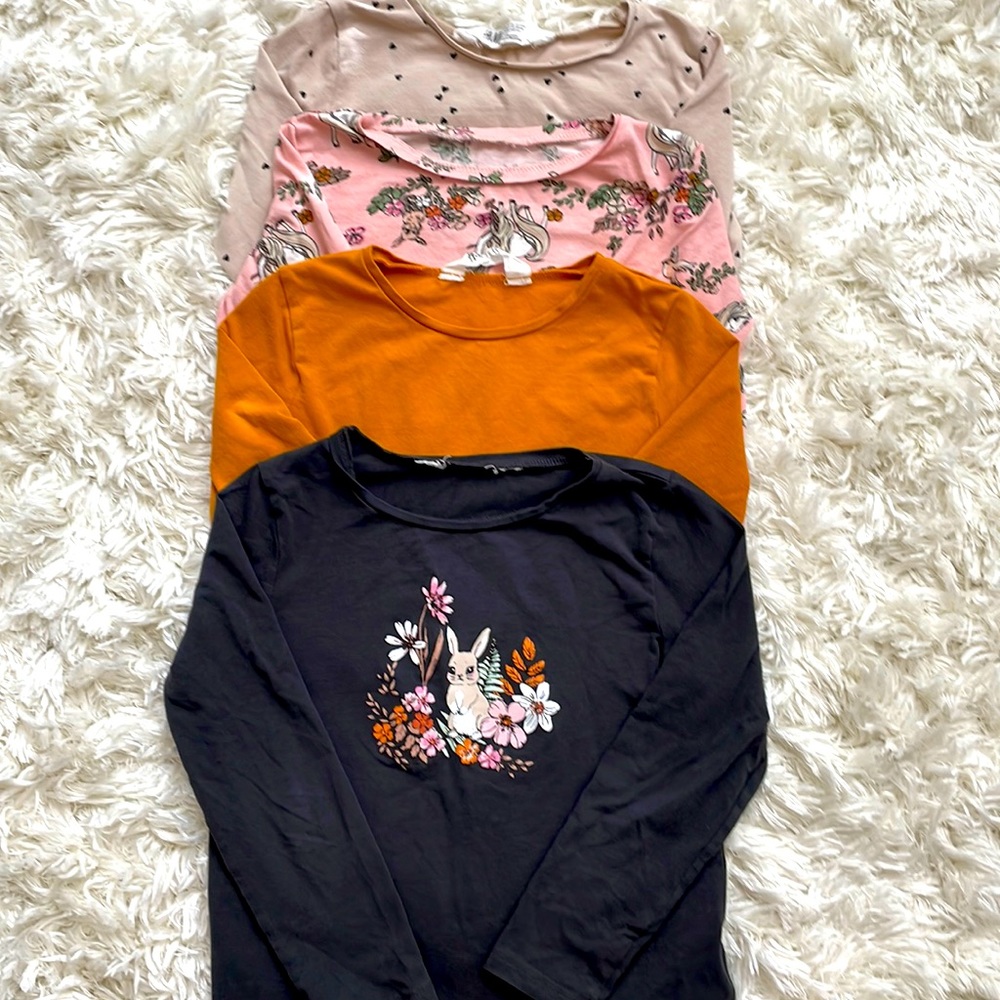 H&M 4 pack long sleeve shirts - 5T girls